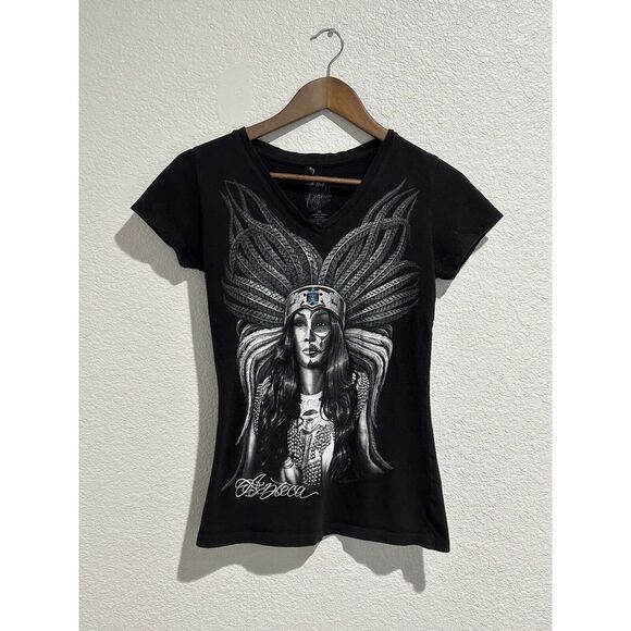 Og Angels Shirt Adult Medium Black Azteca Chicano Tee Short Sleeve Women's - Picture 1 of 5